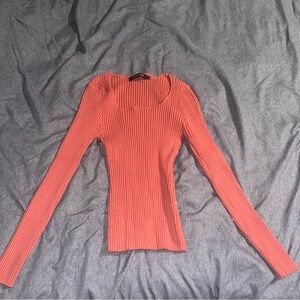 Amazon Women's Ribbed Long Sleeve Top - Coral